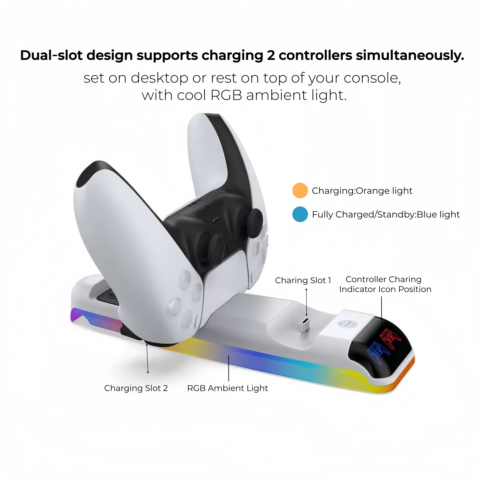 RGB Light Charging Dock For PS - đánh giá và giá Sony Console Ps5 Slim