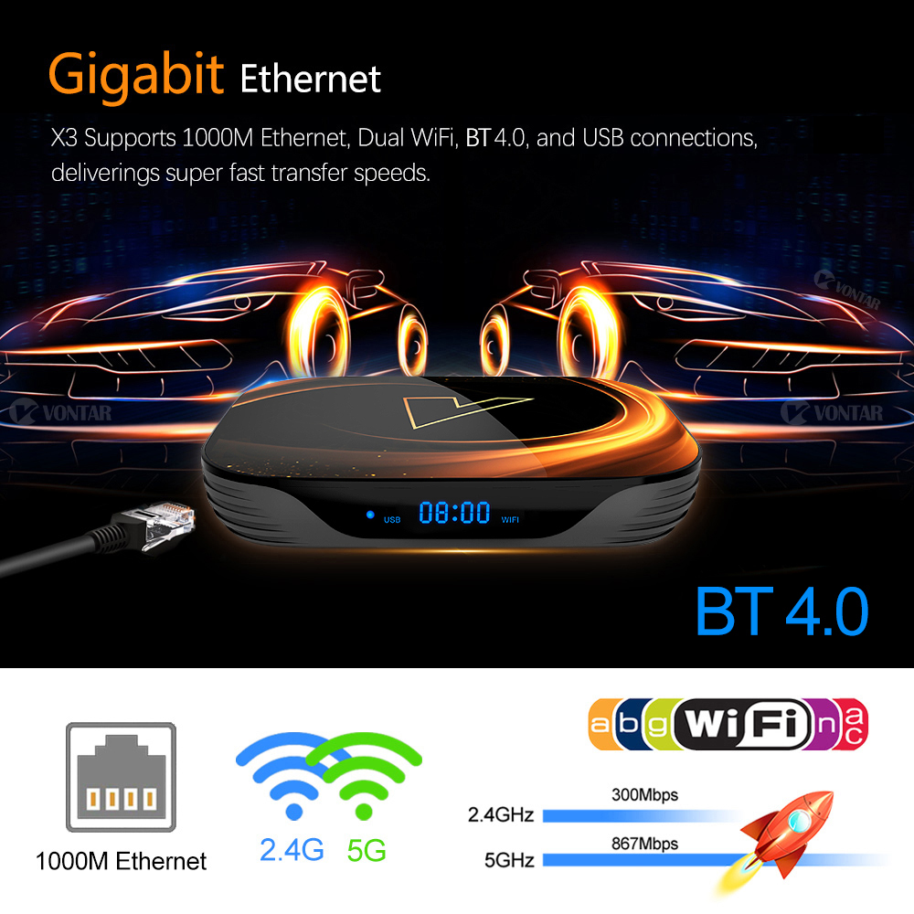 VONTAR X3 4GB 32GB 8K TV BOX A - đánh giá và giá Gaming Console Tv Stand