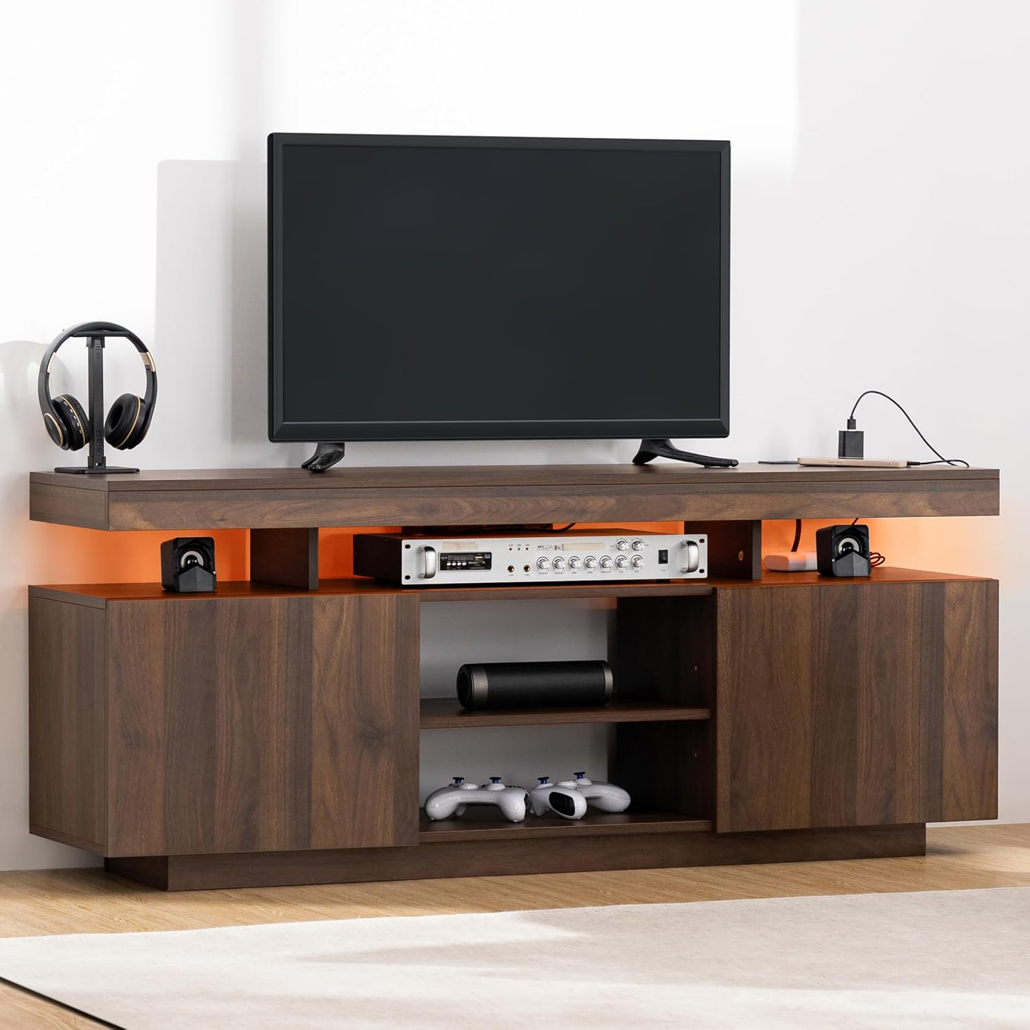 LED TV Stand with Power Outlet - đánh giá và giá Gaming Console Tv Stand