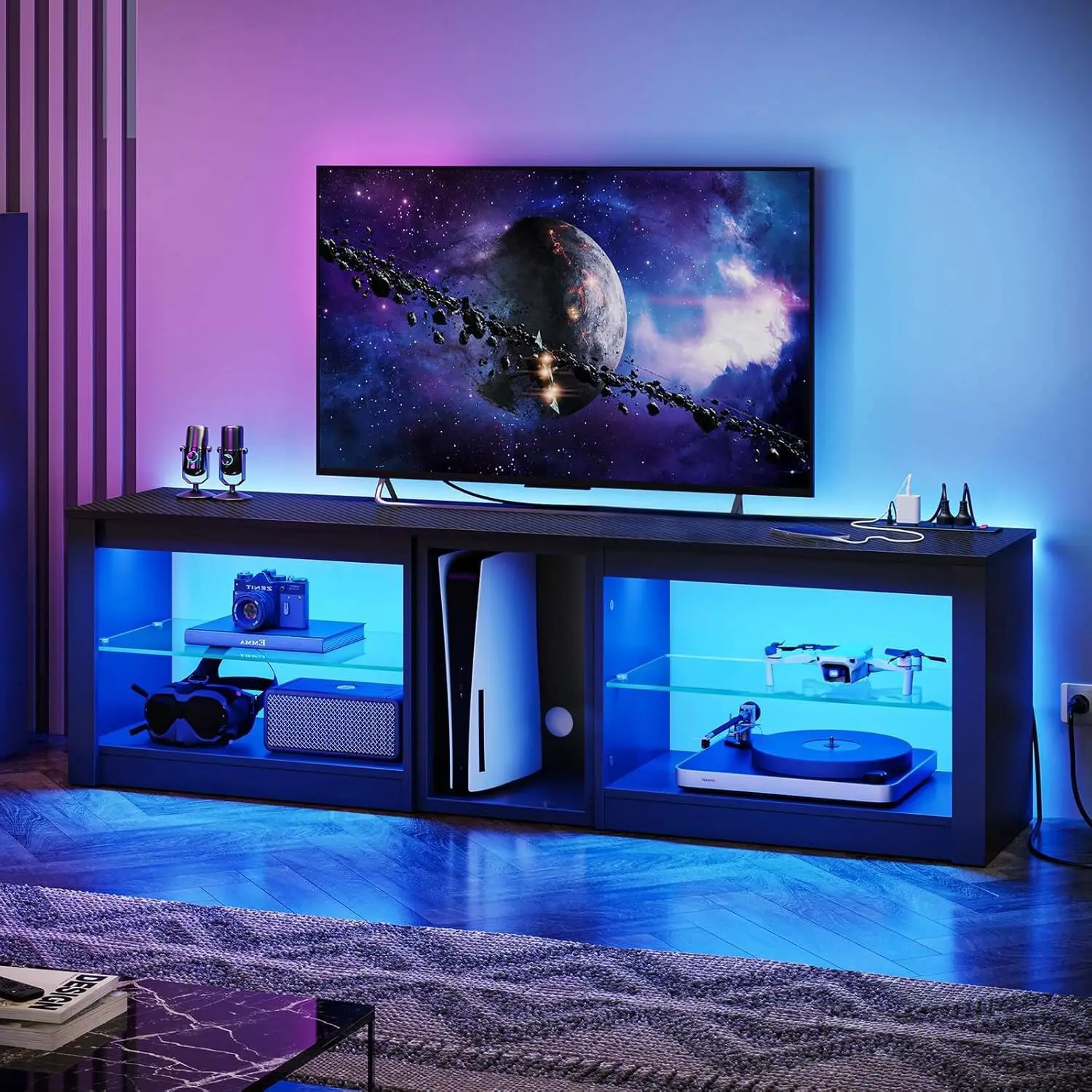 Entertainment Center for PS5 T - đánh giá và giá Gaming Console Tv Stand